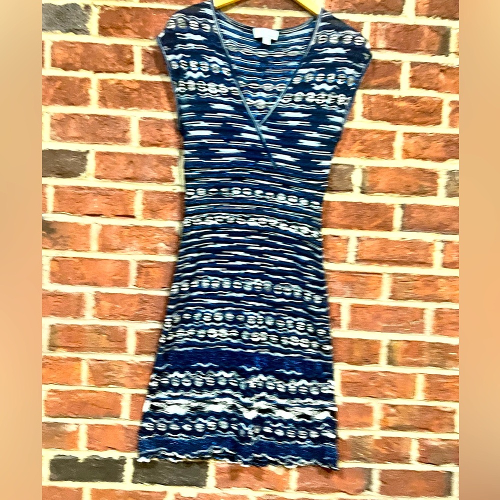 Missoni sheer metallic blue / navy blue and black dress made in Italy